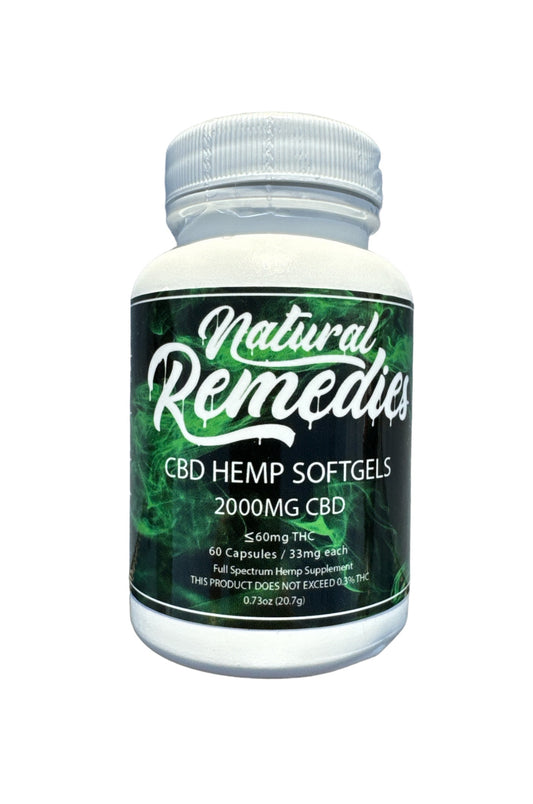 Natural Remedies Full Spectrum CBD Soft Gel Capsules - 60 Count/33mg each - 2000mg