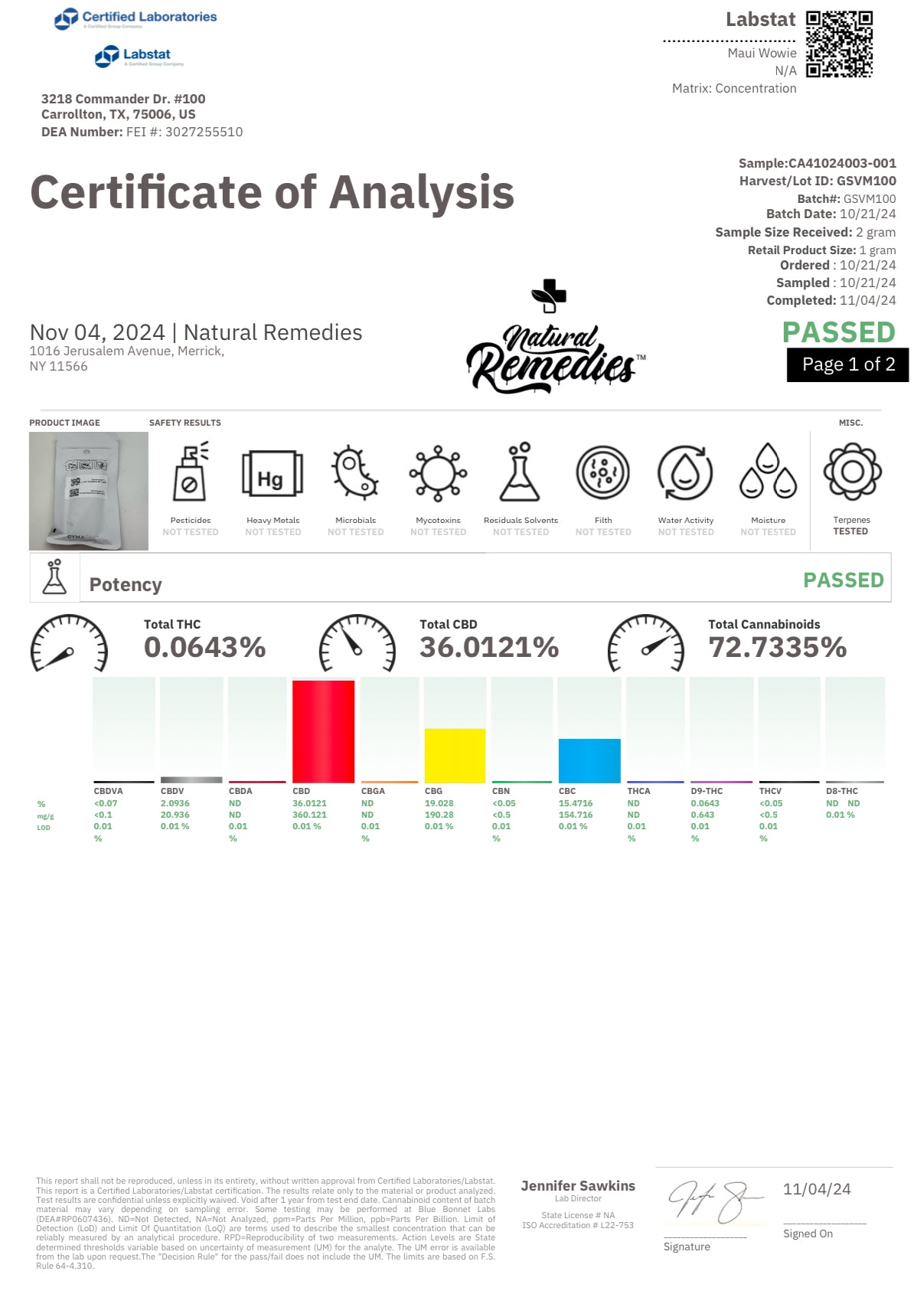 Natural Remedies Sativa CBD/CBC/CBG Uplifting + Energy Disposable Vape Cartridge - 1g <0.3% THC