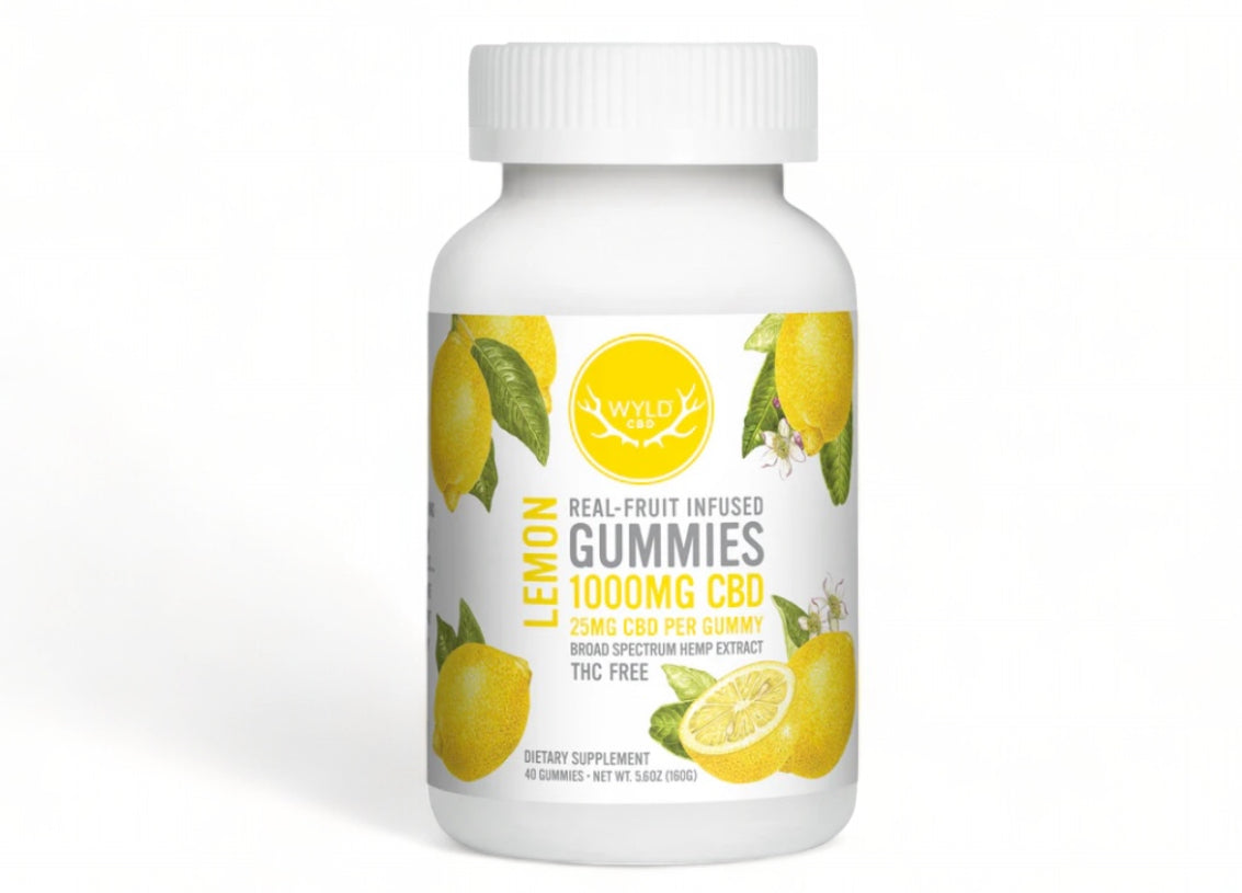 Wyld Lemon CBD Gummies - 25mg CBD Each Piece Broad Spectrum 0.00% THC - 40 Count