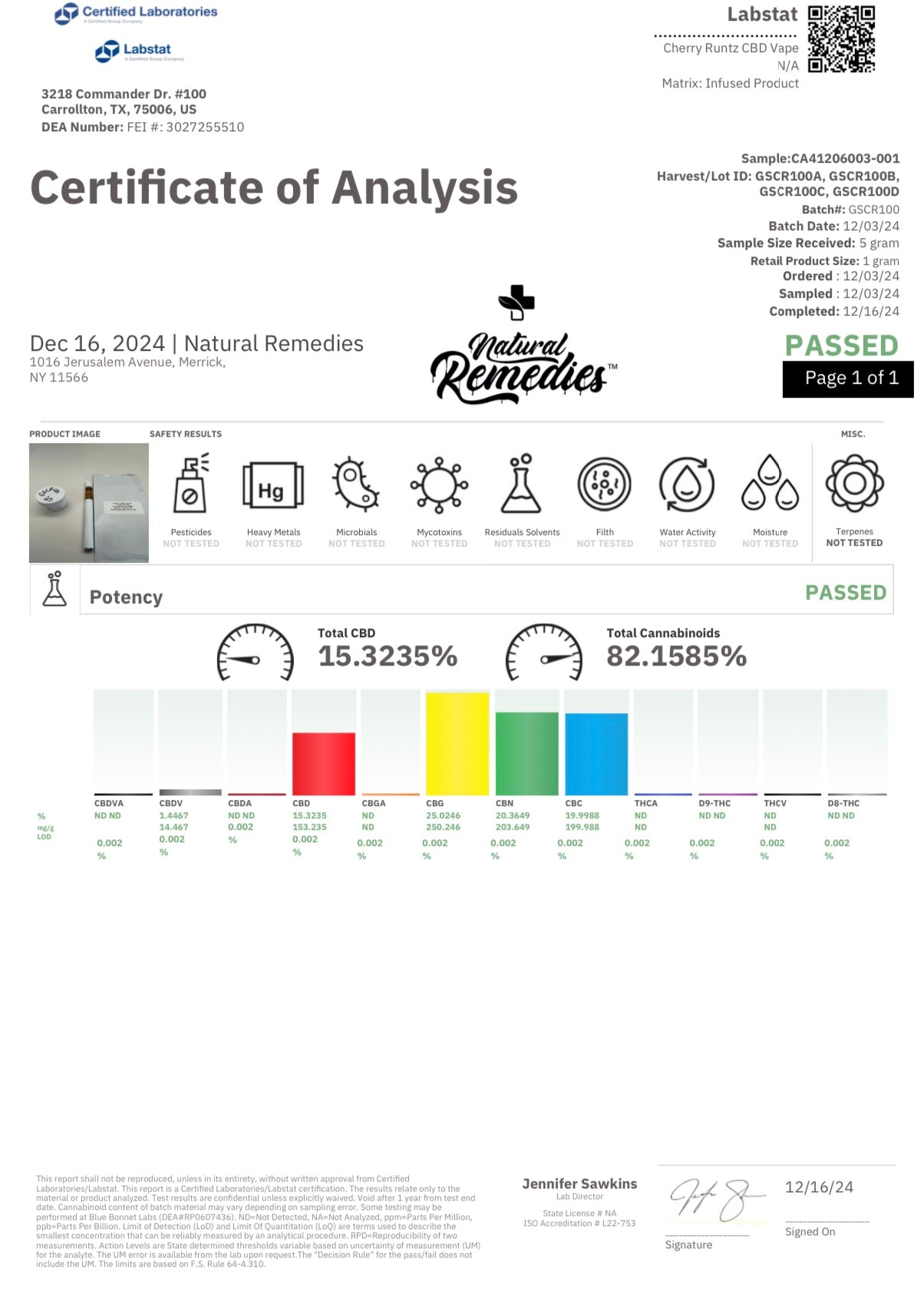Natural Remedies Indica CBN Calming + Relaxation Disposable Vape Cartridge - 1g <0.3% THC