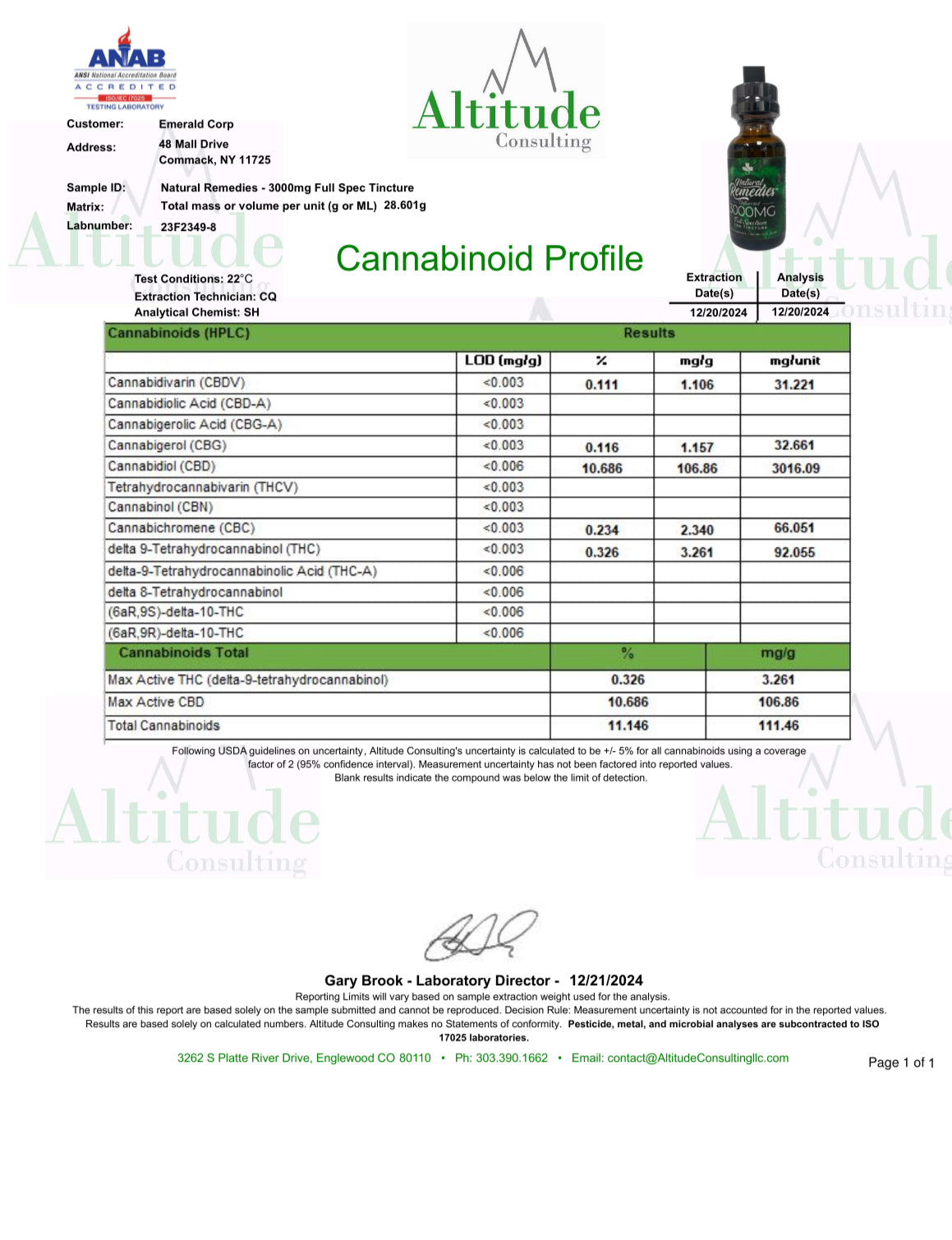 Natural Remedies 3000mg Full Spectrum Organic CBD Tincture 30ml