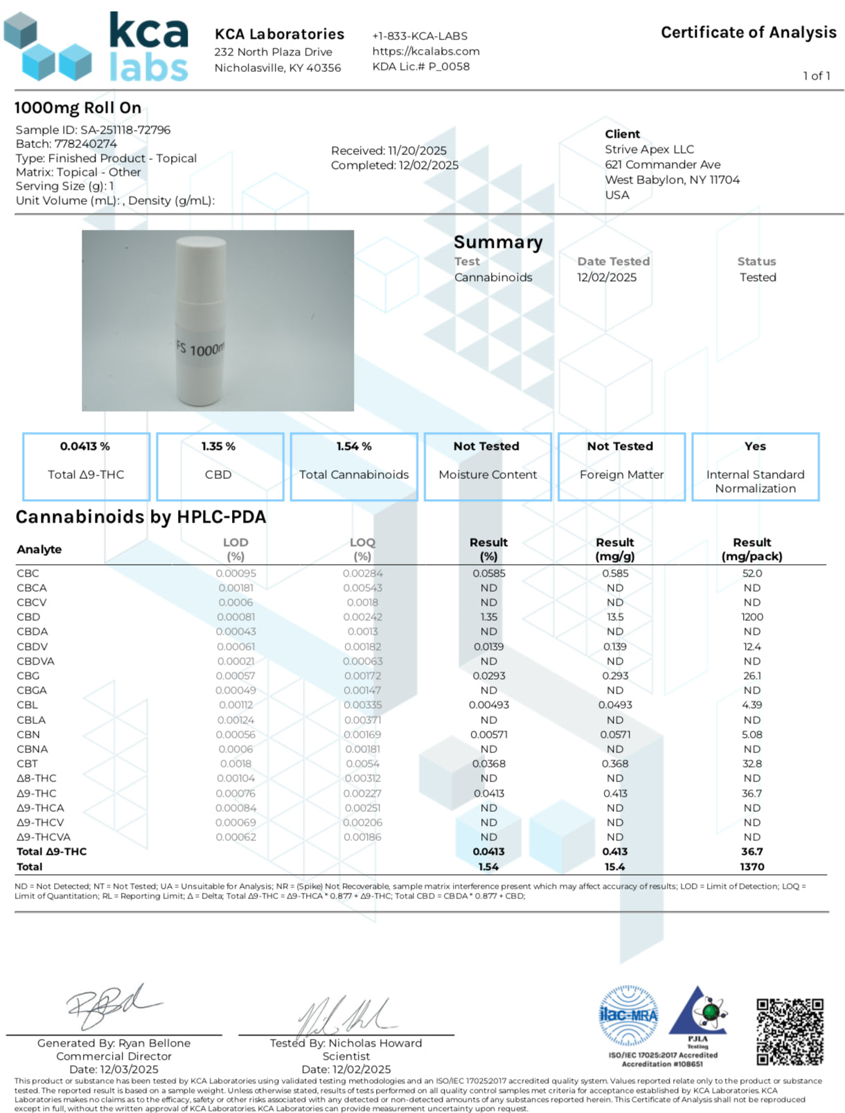 Natural Remedies Full Spectrum CBD Roll On - 1000mg