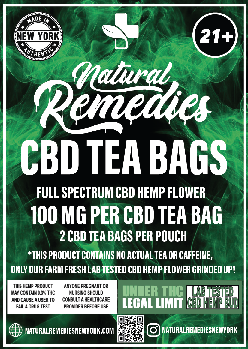 Bolsitas de Té CBD Natural Remedies (2 por paquete) - 100 mg por bolsita de té