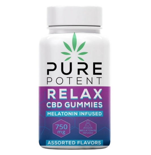 Pure Potent 750mg Relax Gummies - CBD/Melatonin/Chamomile - 25mg Each - 40 Count