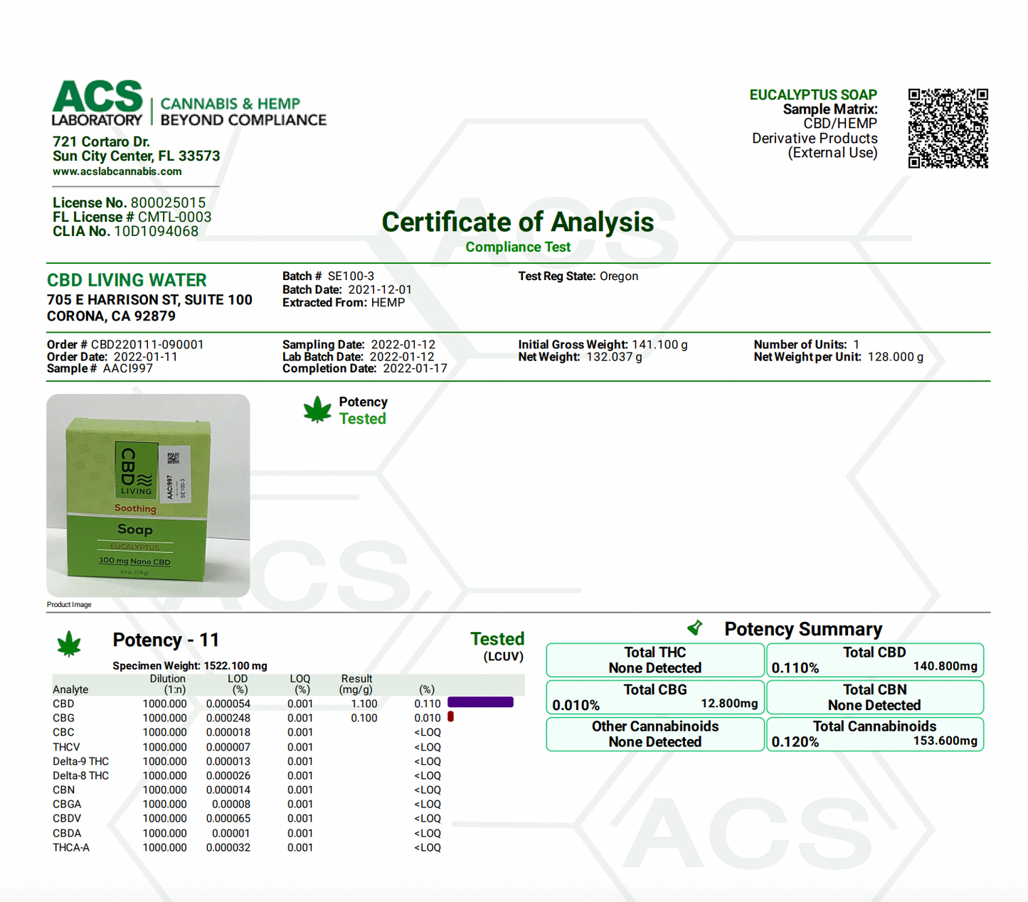 CBD Living Soap - "Eucalyptus" 100mg