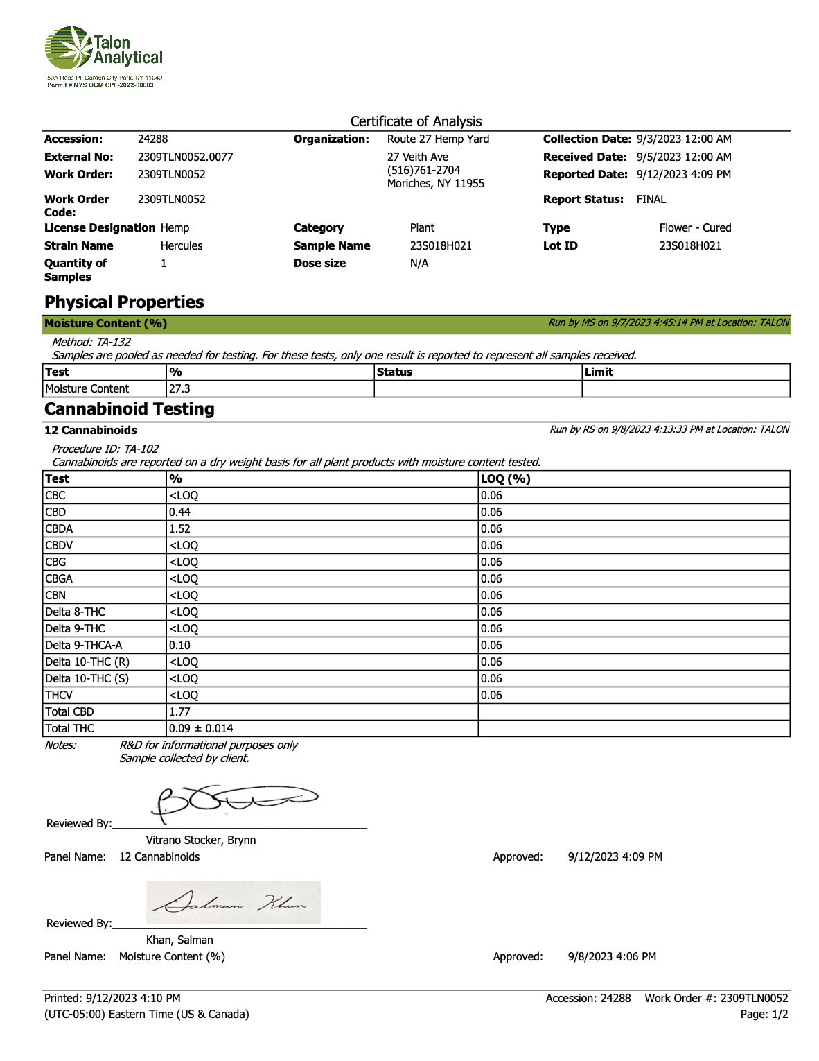 Hercules - CBD Hemp Flower (Sativa/Hybrid)