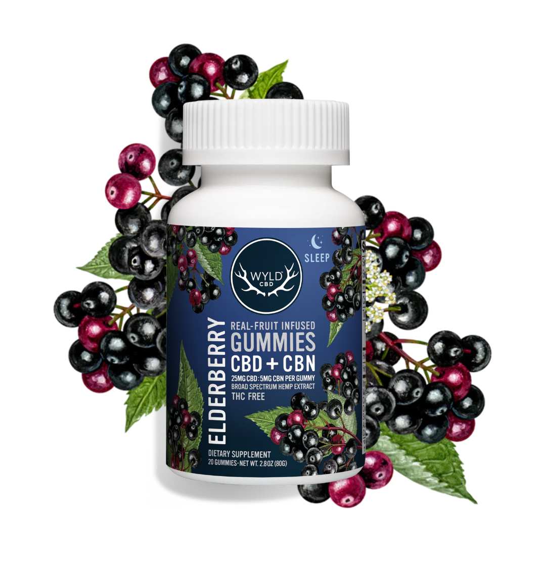 Wyld CBD + CBN Raspberry Gummies - 25mg Each THC Free Broad Spectrum