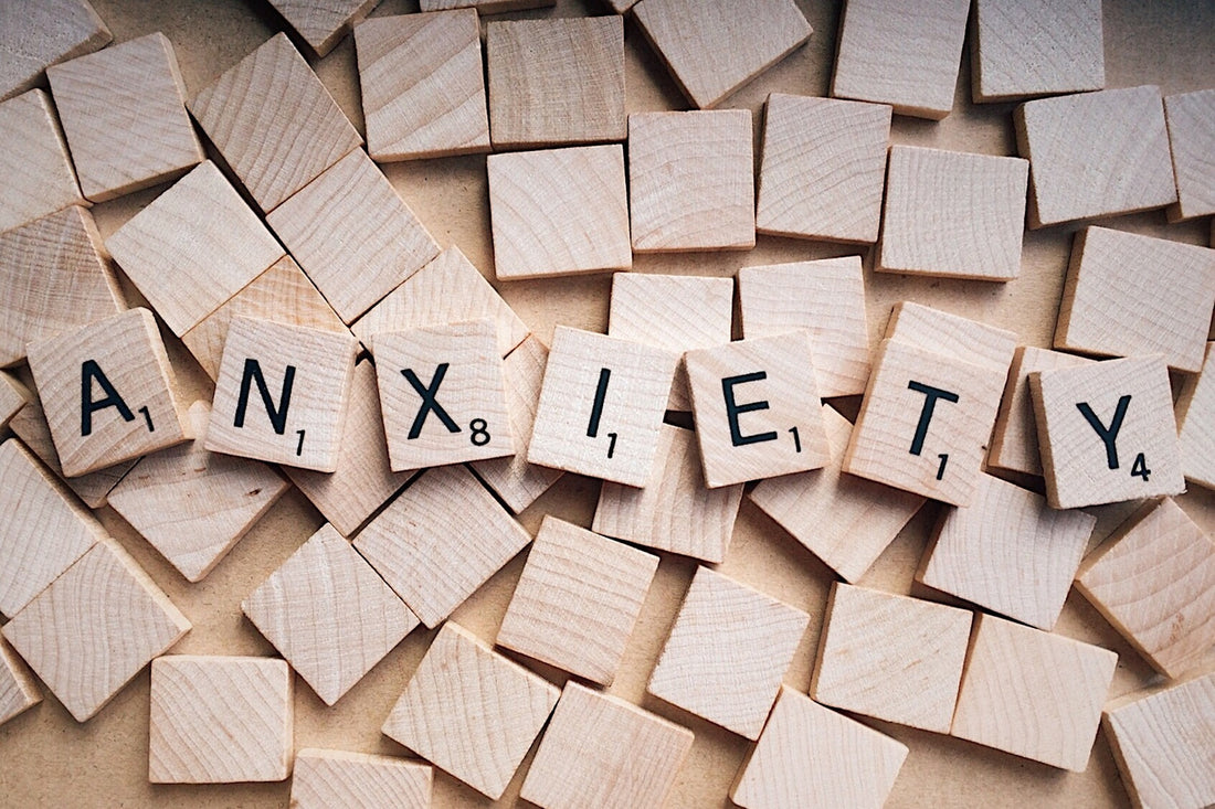Anxiety written out in scrabble tiles