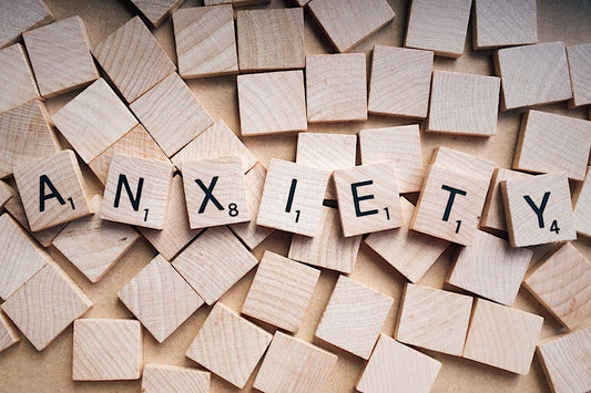 Anxiety written out in scrabble tiles