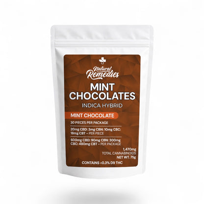 Natural Remedies Mint Chocolate Squares- Indica/Hybrid - 30 Count Full Spectrum - 1470mg Total