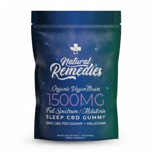 Natural Remedies 1500mg CBD + Melatonin Sleep Gummies - 25MG Per Gummy - 60 Piece Jar