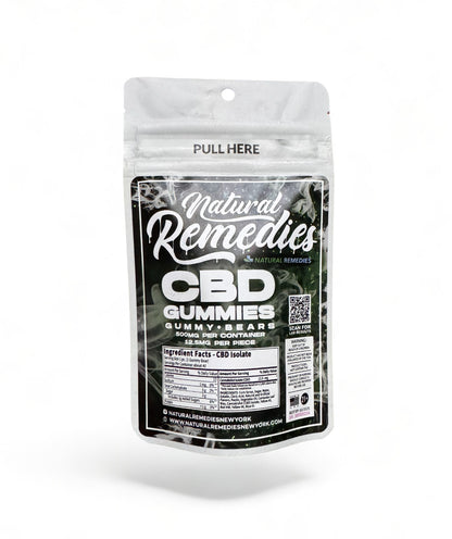 Natural Remedies 500mg Isolate CBD Gummies 0.00% THC - Gummy Bears 500mg - 12.5mg CBD Per Piece