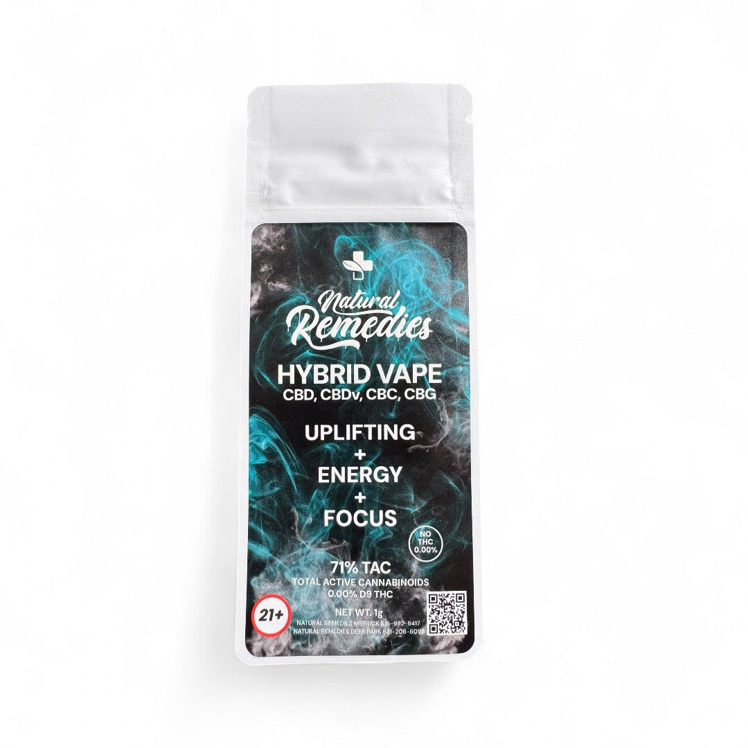 Natural Remedies Hybrid CBD/CBDv/CBC/CBG Uplifting + Energy Disposable Vape Cartridge - 1g - 0.00% THC