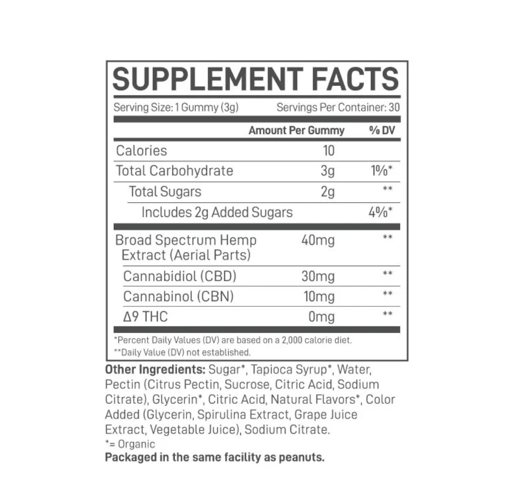 Extract Labs "Night time" CBD/CBN Gummies - 900mg CBD/ 300mg CBN - 0.00% THC (THC FREE)