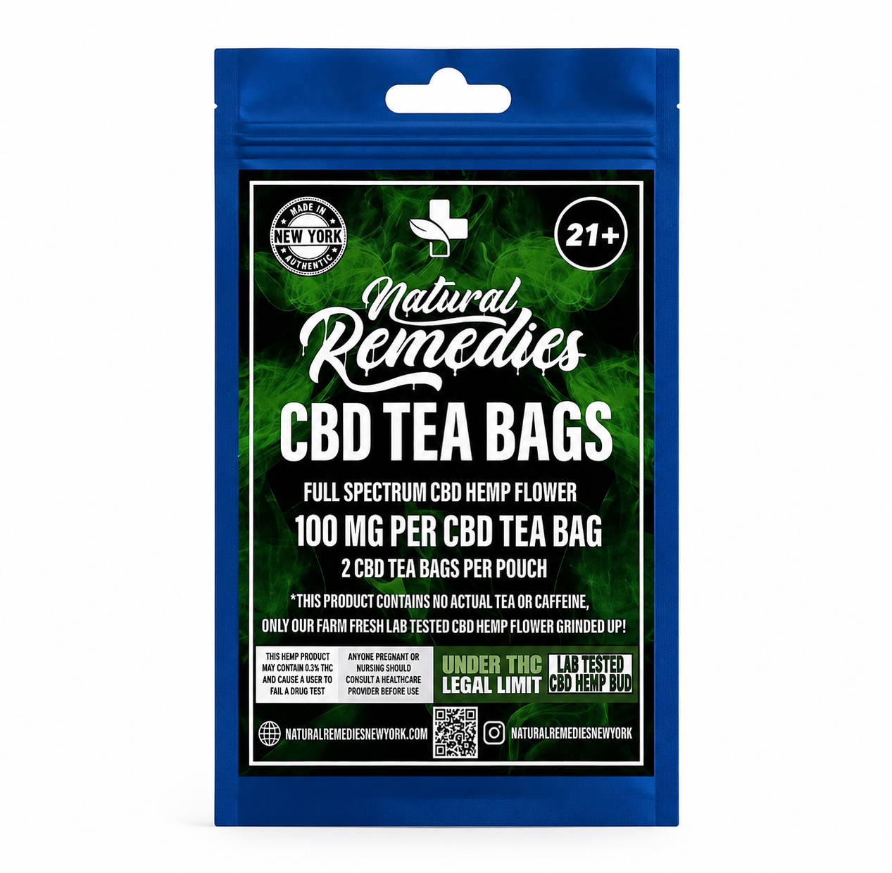Bolsitas de Té CBD Natural Remedies (2 por paquete) - 100 mg por bolsita de té