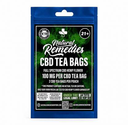 Bolsitas de Té CBD Natural Remedies (2 por paquete) - 100 mg por bolsita de té