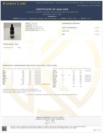 Natural Remedies 1500mg CBN Orgánico “Tintura para Dormir” 30ml - 0.00% THC