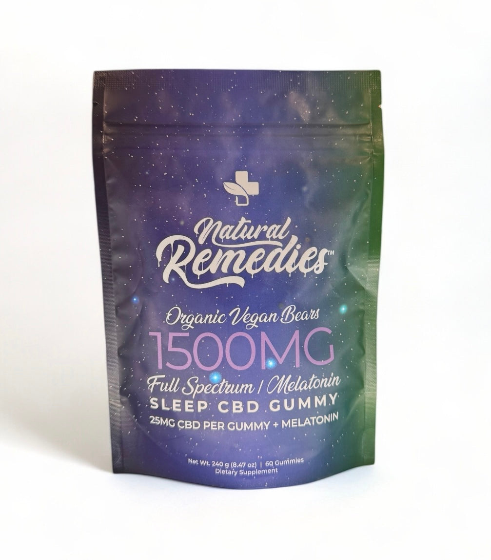 Natural Remedies 1500mg CBD + Melatonin Sleep Gummies 60 Count - 25MG Per Gummy