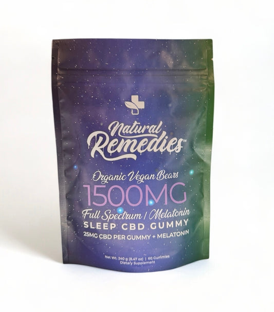 Natural Remedies 1500mg CBD + Melatonin Sleep Gummies 60 Count - 25MG Per Gummy