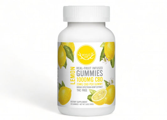 Wyld Lemon CBD Gummies - 25mg CBD Each Piece Broad Spectrum 0.00% THC - 40 Count