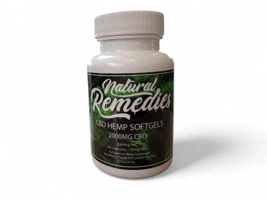 Natural Remedies Full Spectrum CBD Soft Gel Capsules - 60 Count/33mg each - 2000mg