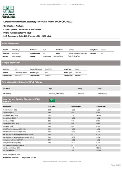 Cakeberry Brulee - Flor de cáñamo CBD (Sativa/Híbrida)