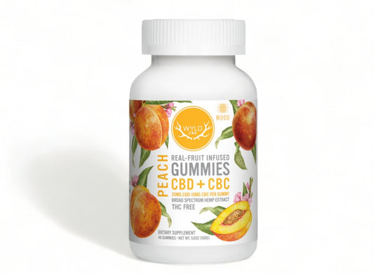 Wyld Peach Gummies - 20mg CBD + 10mg CBC Each Broad Spectrum 0.00% THC - 40 Count