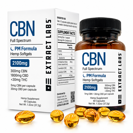 Extract Labs Cápsulas de CBD/CBN "Night time" - Espectro completo 900mg CBD / 300mg CBN