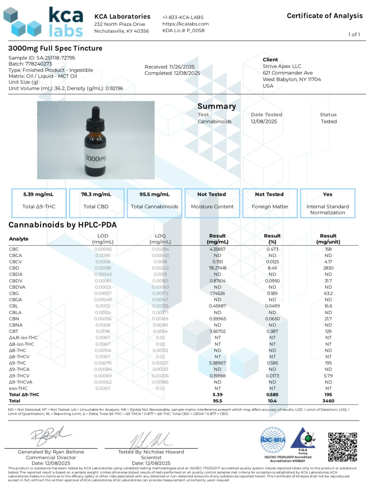 Natural Remedies 3000mg Full Spectrum Organic CBD Tincture 30ml <0.3% THC