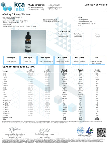 Tintura de CBD orgánica de espectro completo 3000 mg de Natural Remedies 30 ml <0.3% THC
