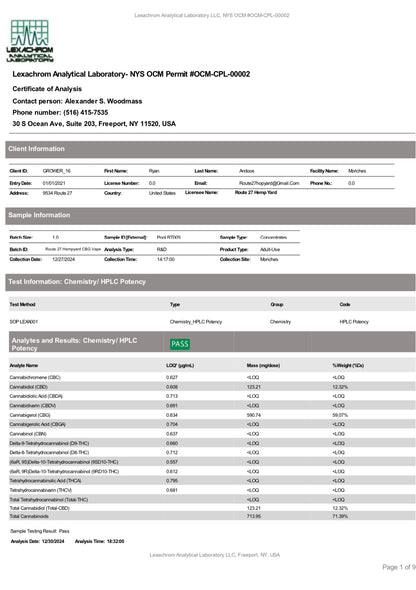 Cartucho de vaporizador CBG Route 27 - 1g