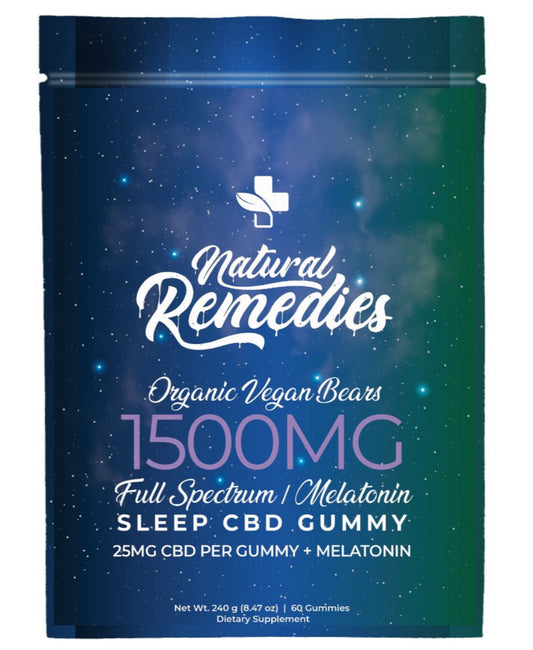 Natural Remedies 1500mg CBD + Melatonin Sleep Gummies 60 Count - 25MG Per Gummy