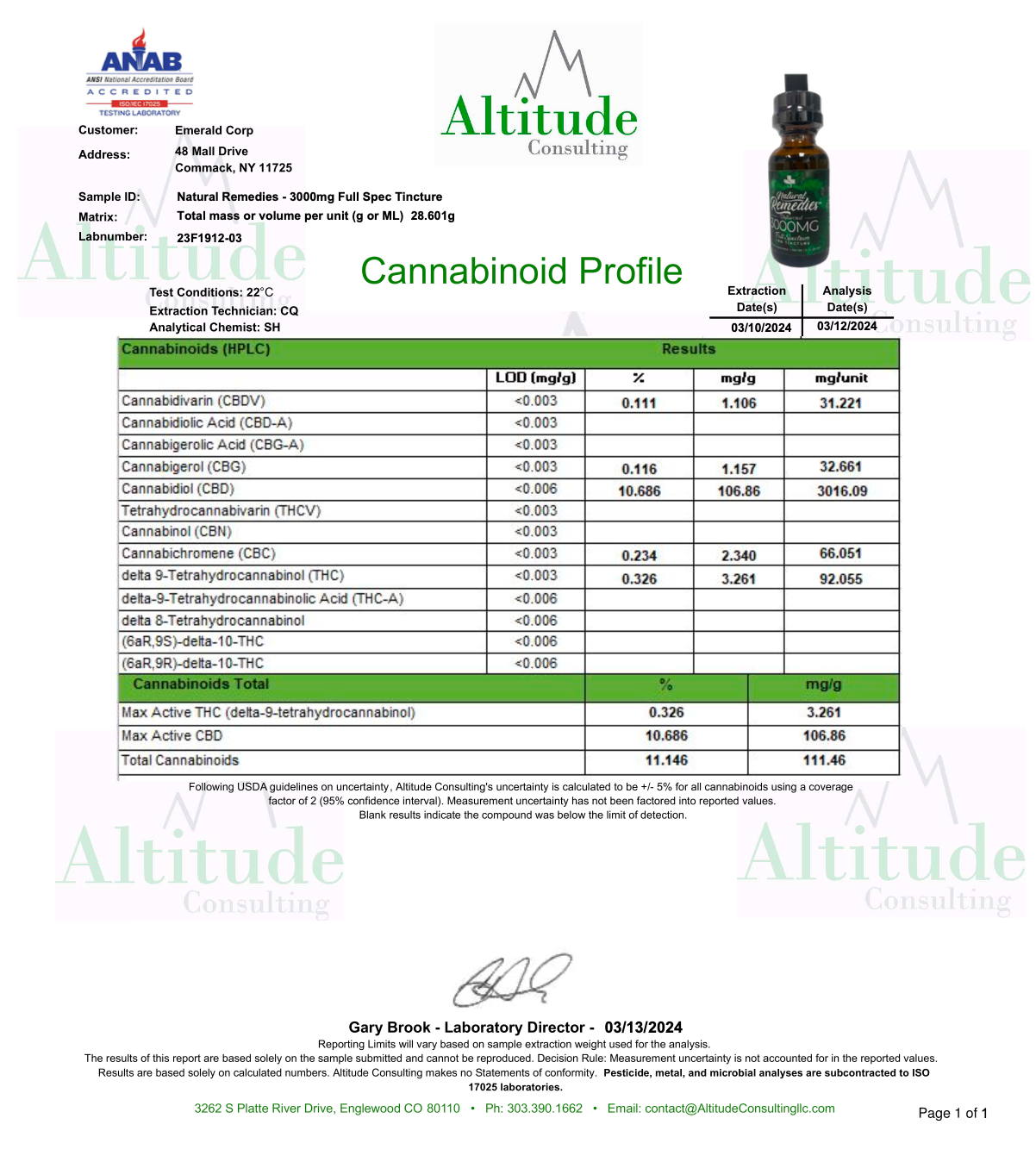 Natural Remedies 3000mg Full Spectrum Organic CBD Tincture 30ml