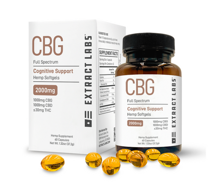 Extract Labs Cápsulas de CBD/CBG 2000mg - Espectro completo - 17mg CBD/17mg CBG cada cápsula