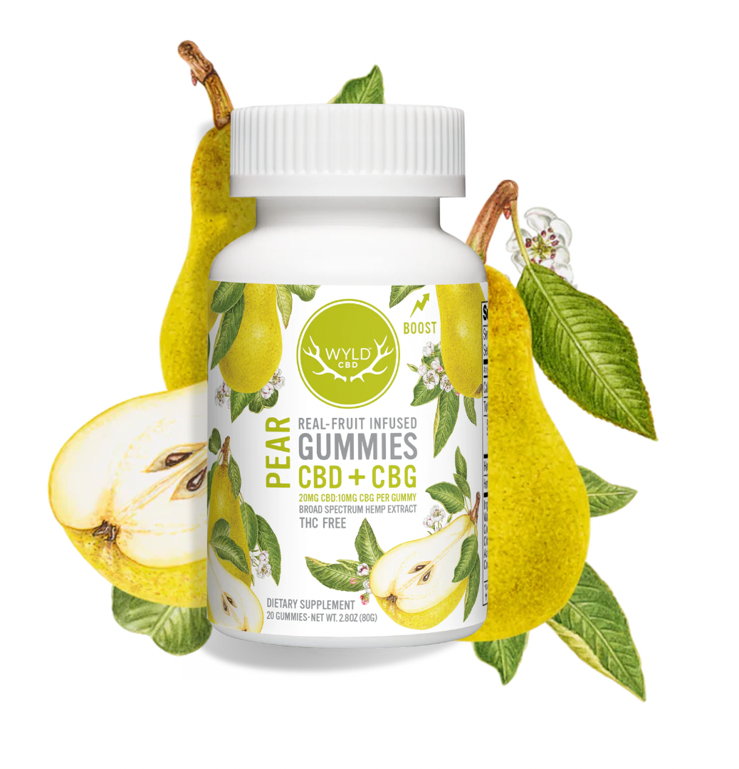 Wyld CBD + CBG Pear Gummies - 25mg Each THC Free Broad Spectrum ...