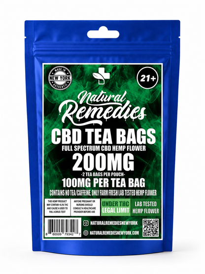Bolsitas de Té CBD Natural Remedies (2 por paquete) - 100 mg por bolsita de té