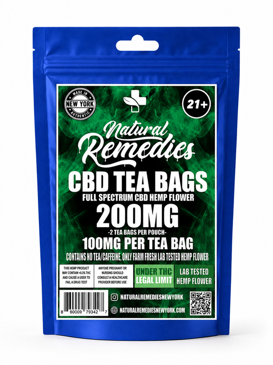 Natural Remedies CBD Hemp Tea Bags (2 Per Pouch) - 100mg Per Tea Bag (200mg Total)