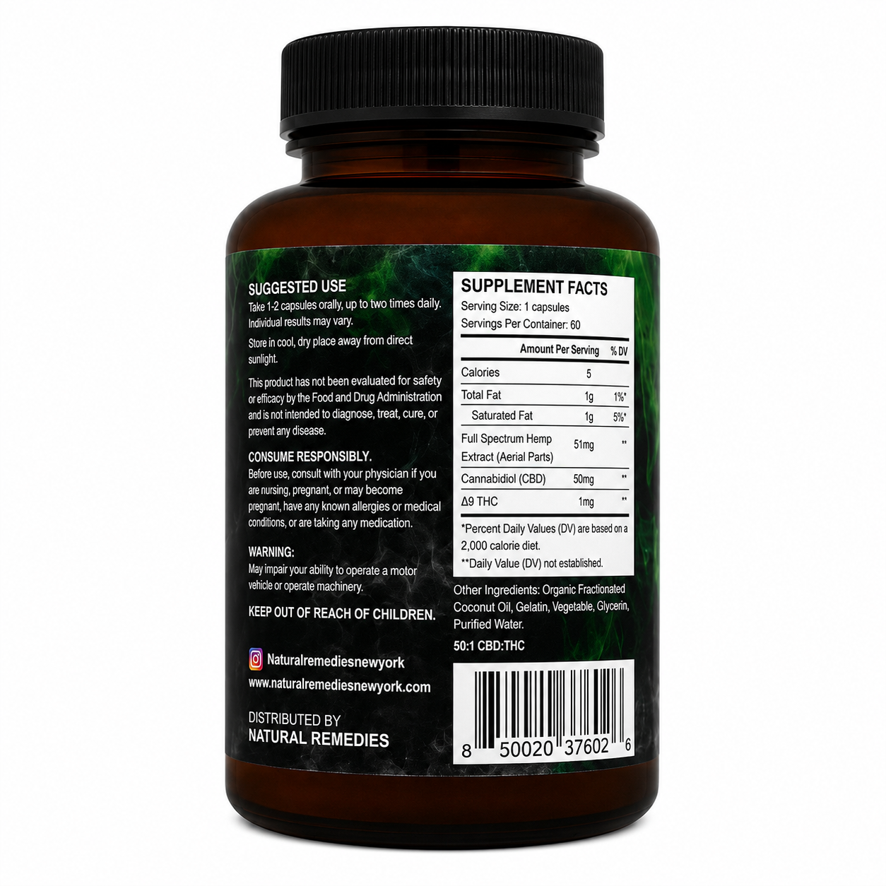 Cápsulas blandas de CBD de Natural Remedies - 60 unidades/33mg cada una - 2000mg de espectro completo <0.3% THC