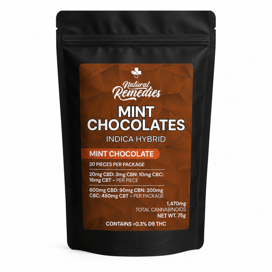 Natural Remedies Mint Chocolate Squares- Indica/Hybrid - 30 Count Full Spectrum - 1470mg Total