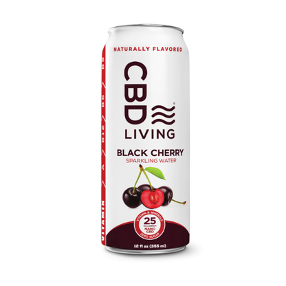 Bebida de agua con gas CBD Living Black Cherry - 25 mg
