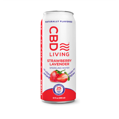Bebida de agua con gas CBD Living Fresa Lavanda - 25 mg