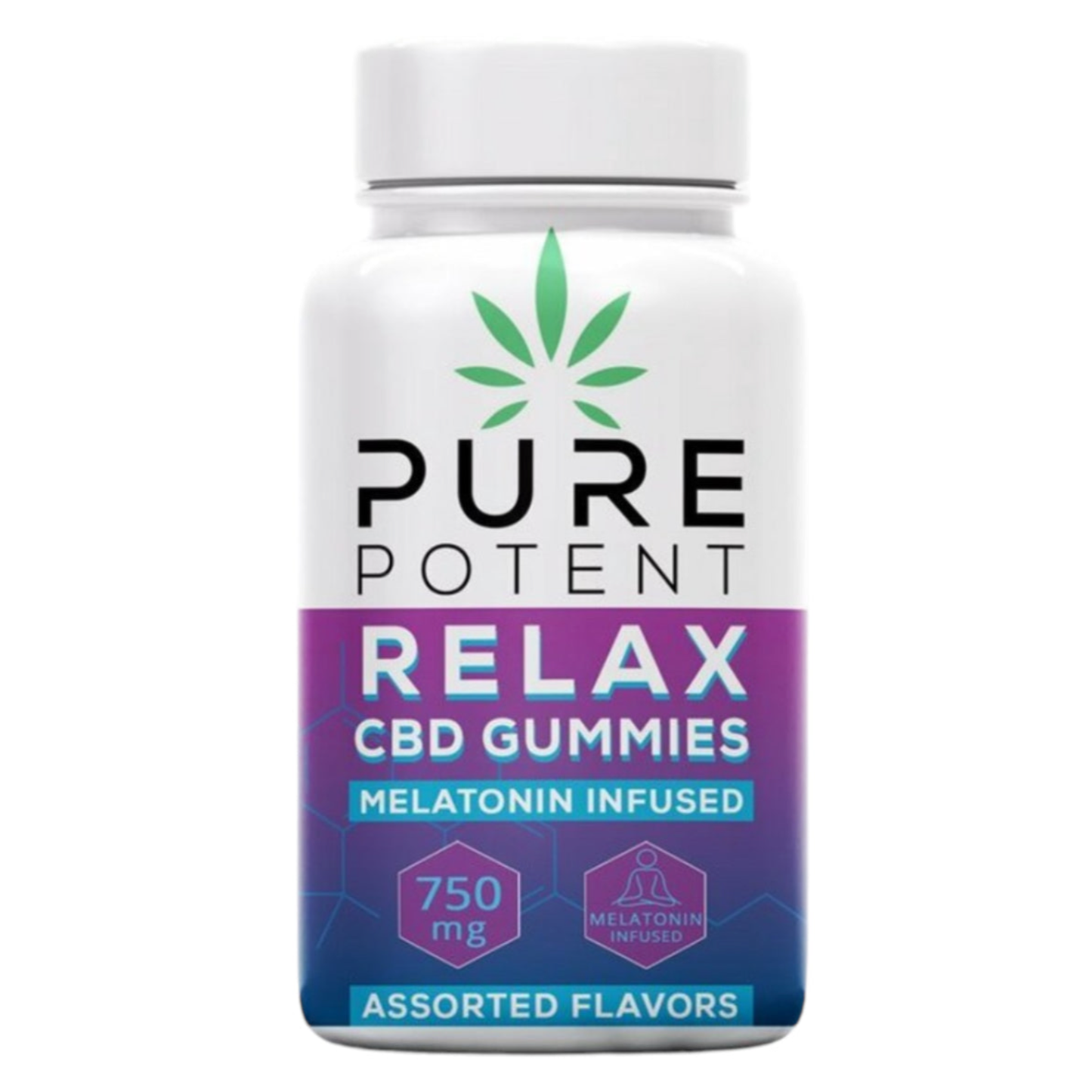 Pure Potent 750mg Relax Gummies - CBD/Melatonin/Chamomile - 25mg Each - 30 Count