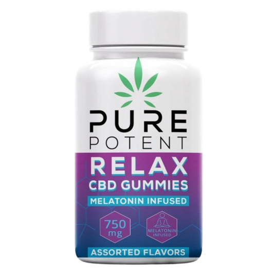 Pure Potent 750mg Relax Gummies - CBD/Melatonin/Chamomile - 25mg Each - 30 Count