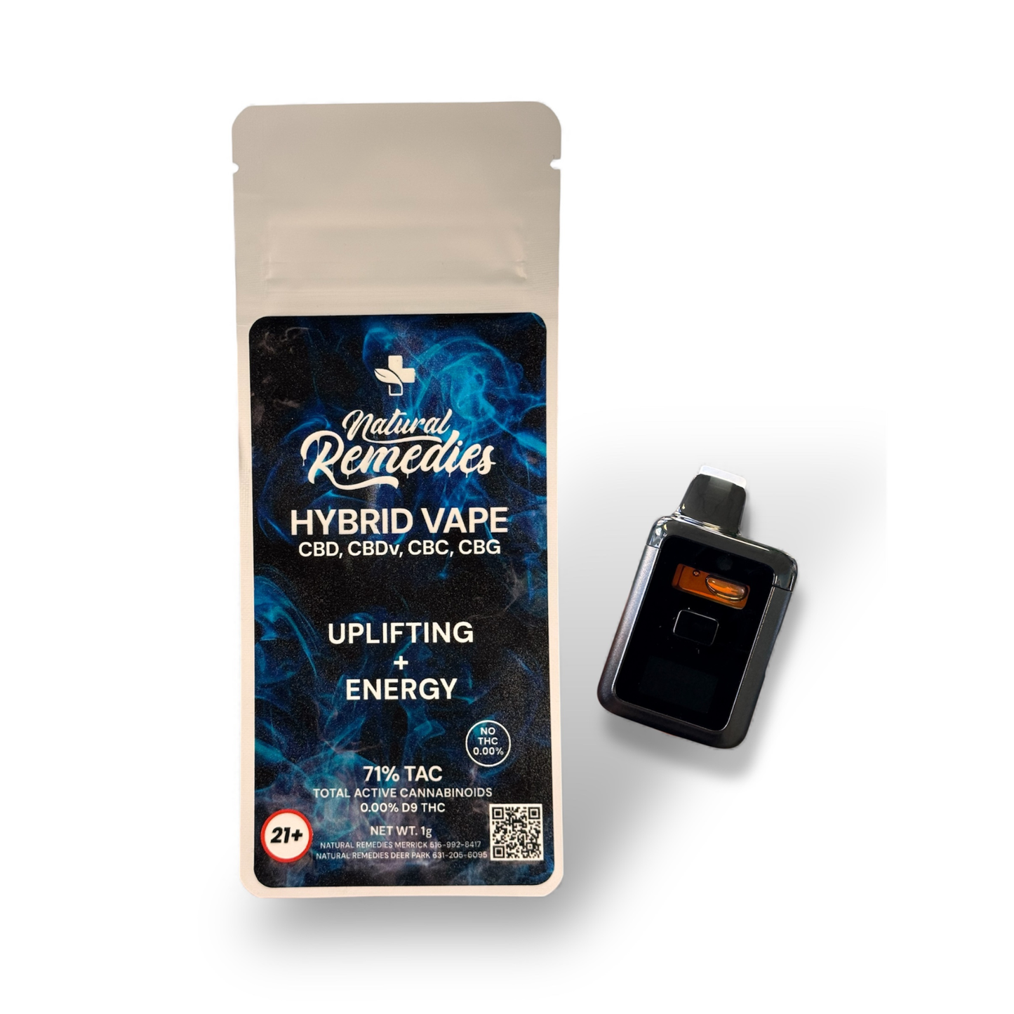 Natural Remedies Hybrid CBD/CBDv/CBC/CBG Uplifting + Energy Disposable Vape Cartridge - 1g - 0.00% THC