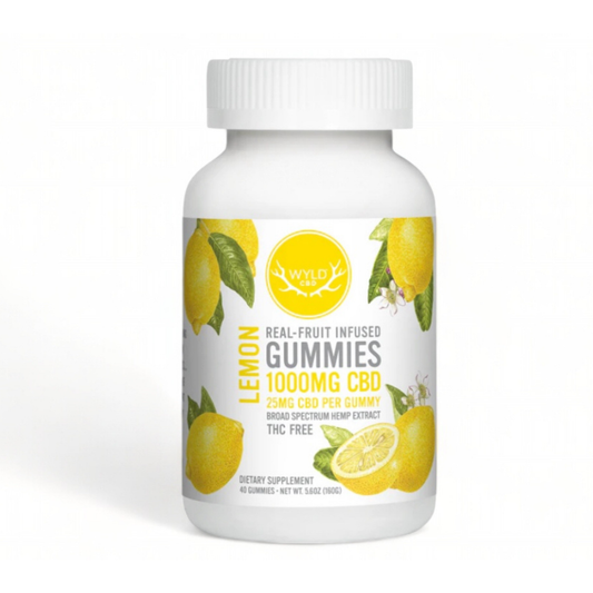 Wyld Lemon CBD Gummies - 25mg CBD Each Piece Broad Spectrum 0.00% THC - 40 Count