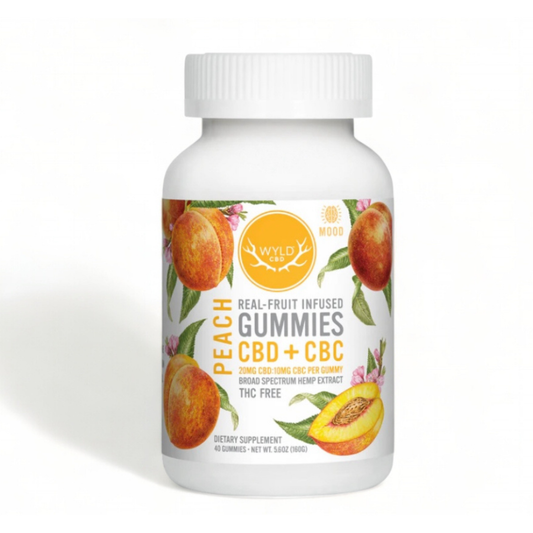 Wyld Peach Gummies - 20mg CBD + 10mg CBC Each Broad Spectrum 0.00% THC - 40 Count