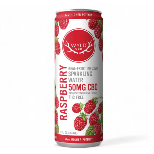 Wyld Raspberry Sparkling Water - 50mg CBD - 0.00% THC (THC FREE)