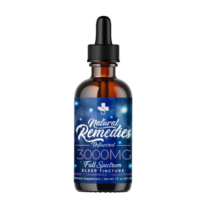 Natural Remedies Tintura de CBD de Espectro Completo Ecológico 3000mg "Sueño" Melatonina Manzanilla 30ml <0.3% THC