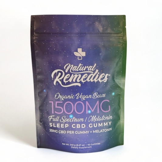 Natural Remedies 1500mg CBD + Melatonin Sleep Gummies - 25MG Per Gummy - 60 Piece Jar