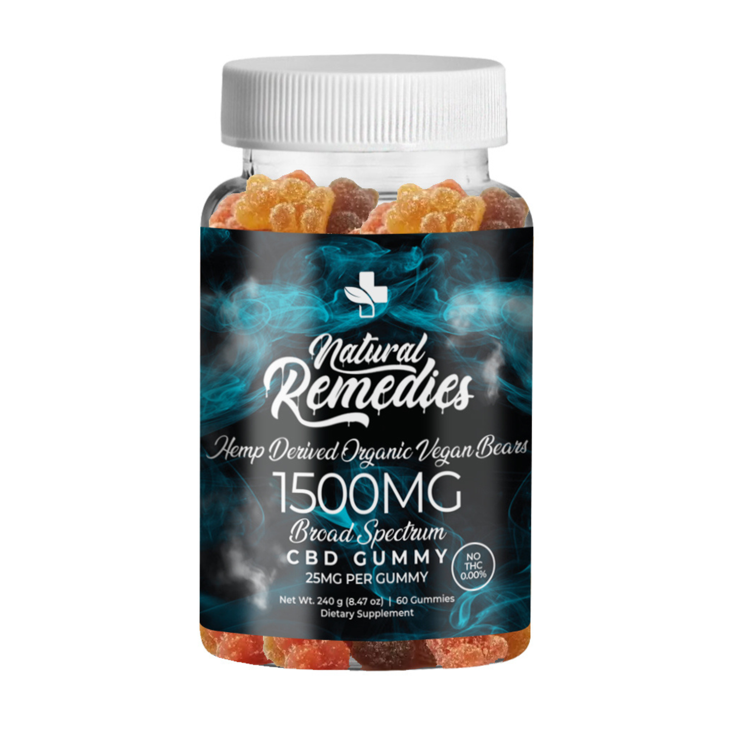 Natural Remedies 1500mg Broad Spectrum CBD Gummies - 25mg Per Piece - 60 Ct